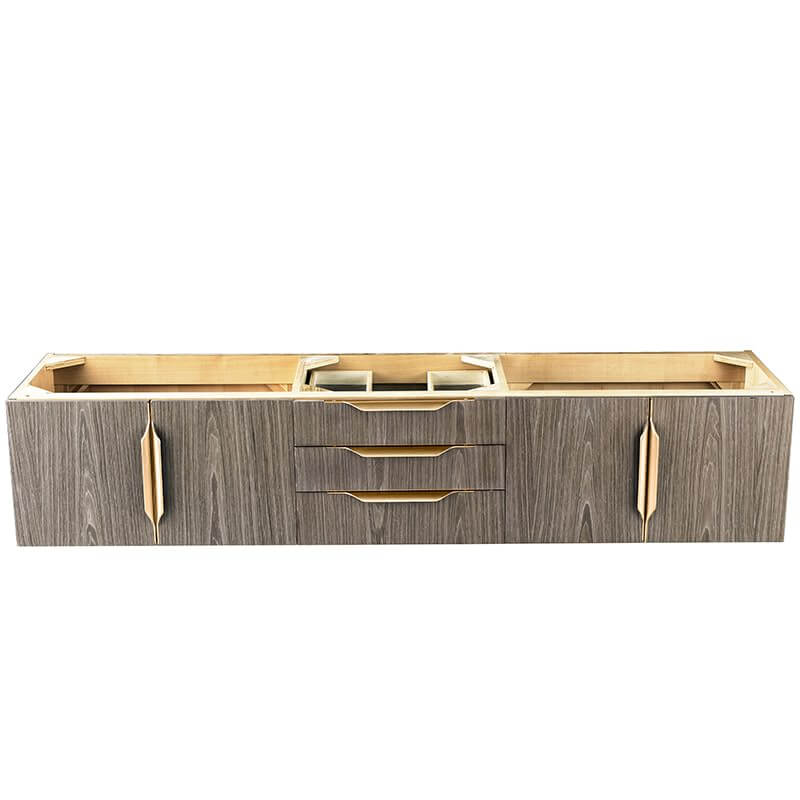 James Martin Columbia 72" Single Wall Mount Vanity in Ash Gray Radiant Gold Cabinet Only