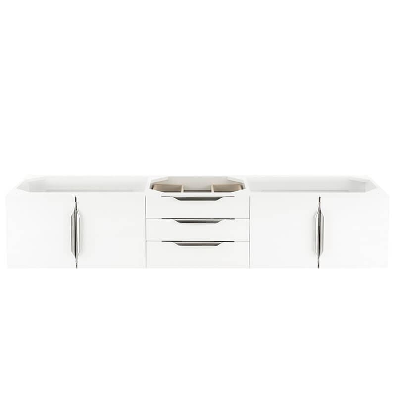 James Martin Columbia 72" Single Wall Mount Vanity in Glossy White Brushed Nickel Cabinet Only