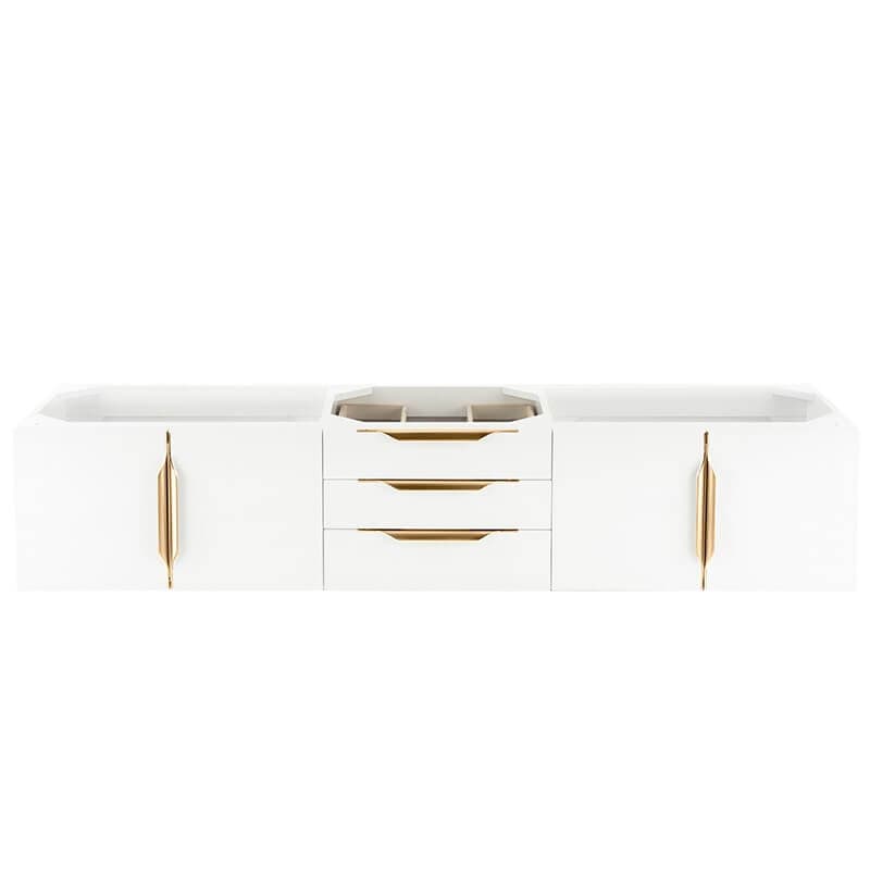 James Martin Columbia 72" Single Wall Mount Vanity in Glossy White Radiant Gold Cabinet Only