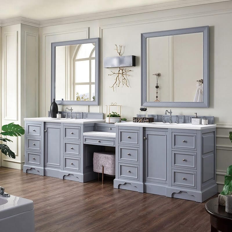 James Martin De Soto 118 Inch Double Vanity Silver Gray Corner View