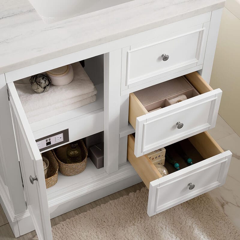 James Martin De Soto 36 Inch Single Vanity Bright White Drawer