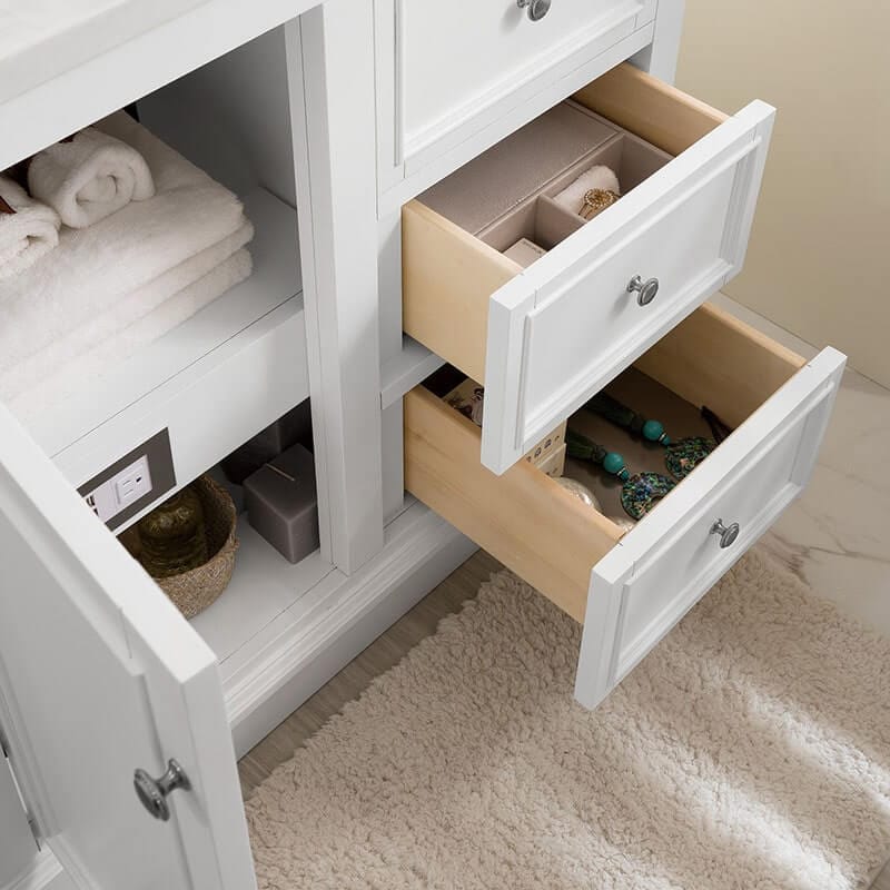 James Martin De Soto 36" Single Vanity Bright White Open Drawers