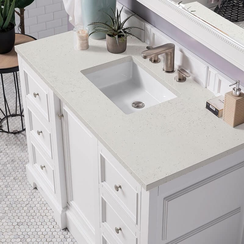 James Martin De Soto 48" Single Vanity Bright White With Lime Delight Silestone Top