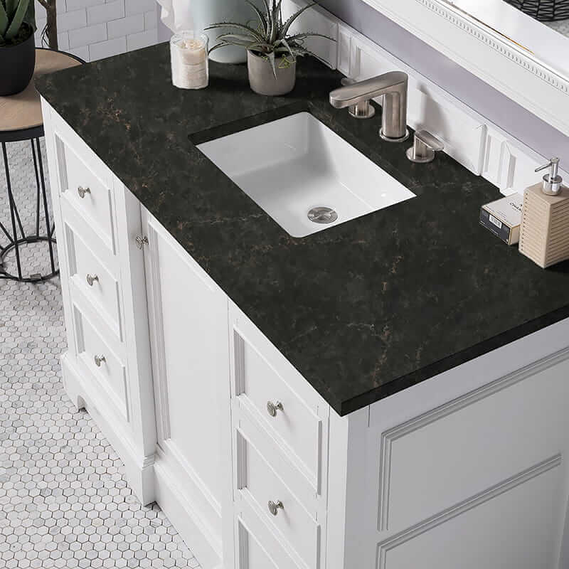 James Martin De Soto 48" Single Vanity in Bright White With Phantome Eclos Top