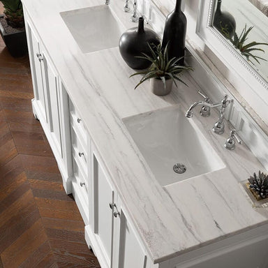 James Martin De Soto 72" Double Vanity Set Bright White With Arctic Fall Solid Surface Top