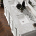 James Martin De Soto 72" Double Vanity Set Bright White With Victorian Silver Silestone Top