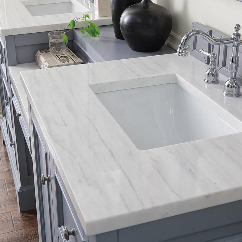 James Martin De Soto 82" Double Vanity Set Silver Gray Countertop View Min
