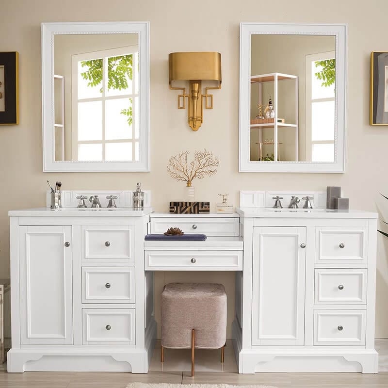 James Martin De Soto 82 Inch Double Vanity Set Bright White Front View