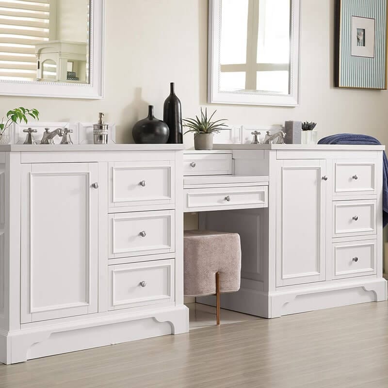 James Martin De Soto 94" Double Vanity Set Bright White Corner View