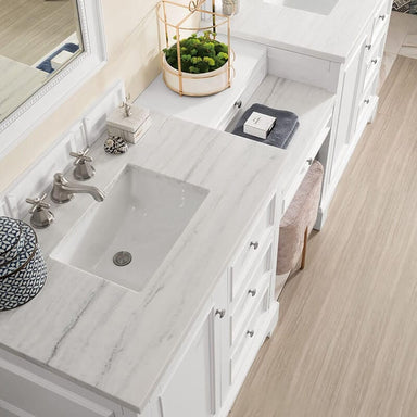 James Martin De Soto 94" Double Vanity Set Bright White With Arctic Fall Solid Surface Top