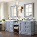 James Martin De Soto 94" Double Vanity Set Silver Gray With White Zeus Silestone Top