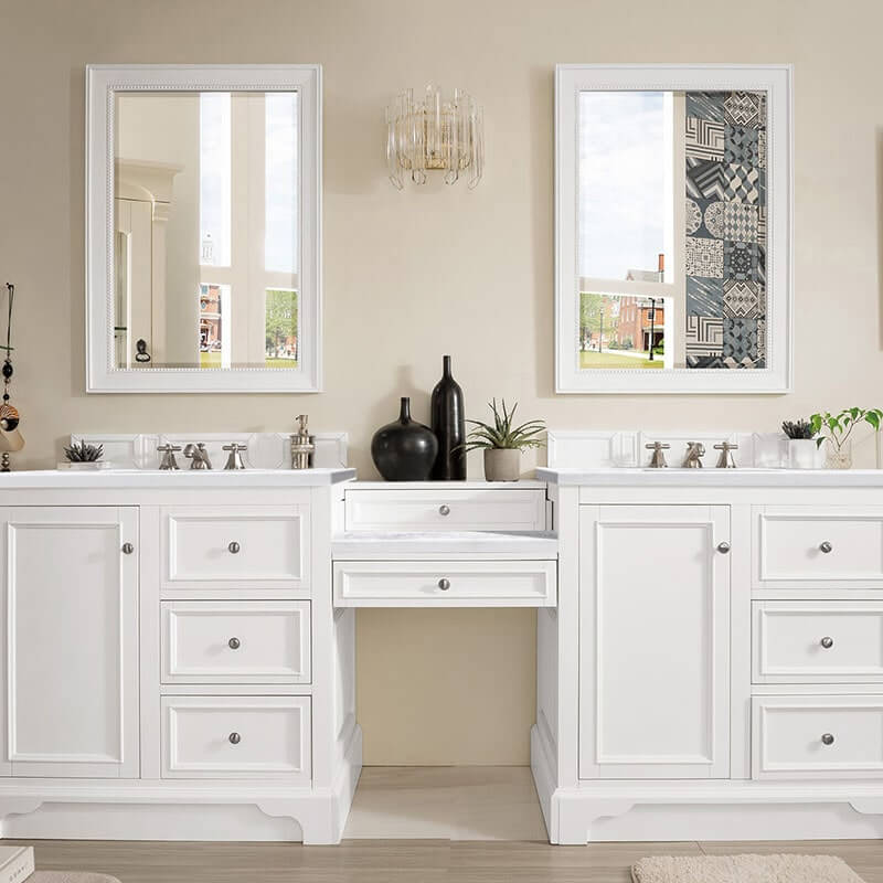 James Martin De Soto 94 Inch Double Vanity Set Bright White Front View