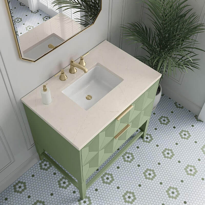 James Martin Emmeline 36 Inch Single Vanity Pistachio Eternal Marfil Top