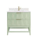 James Martin Emmeline 36 Inch Single Vanity Pistachio White Zeus Top Backsplash