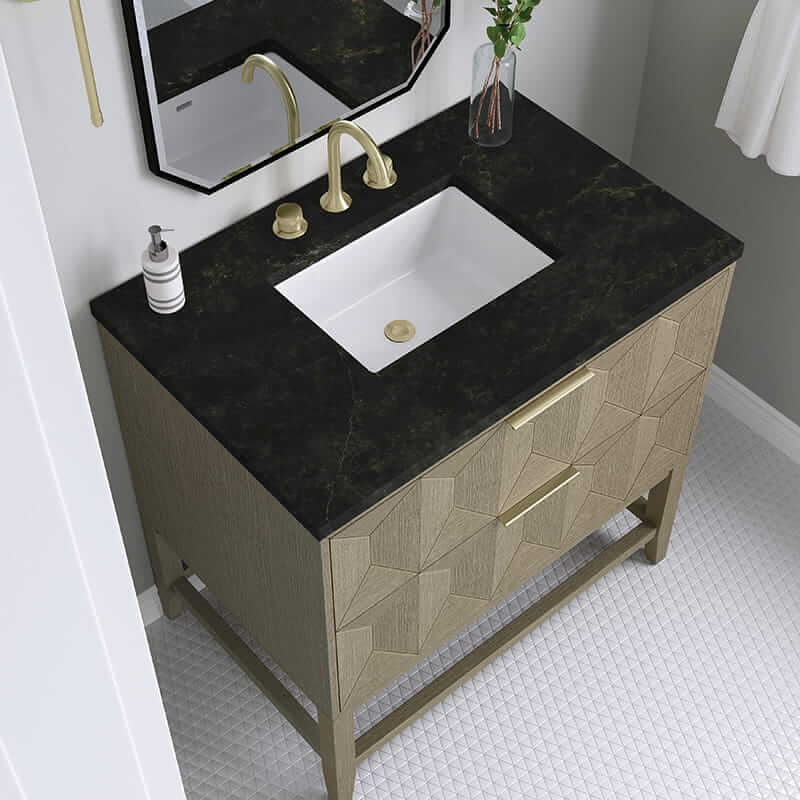 James Martin Emmeline 36" Single Vanity in Pebble Oak With Phantome Eclos Top