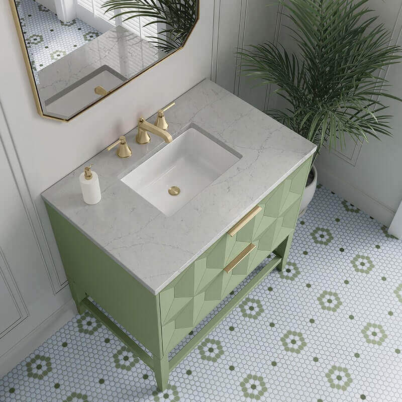 James Martin Emmeline 36 Single Vanity Pistachio Eternal Jasmine Pearl Top