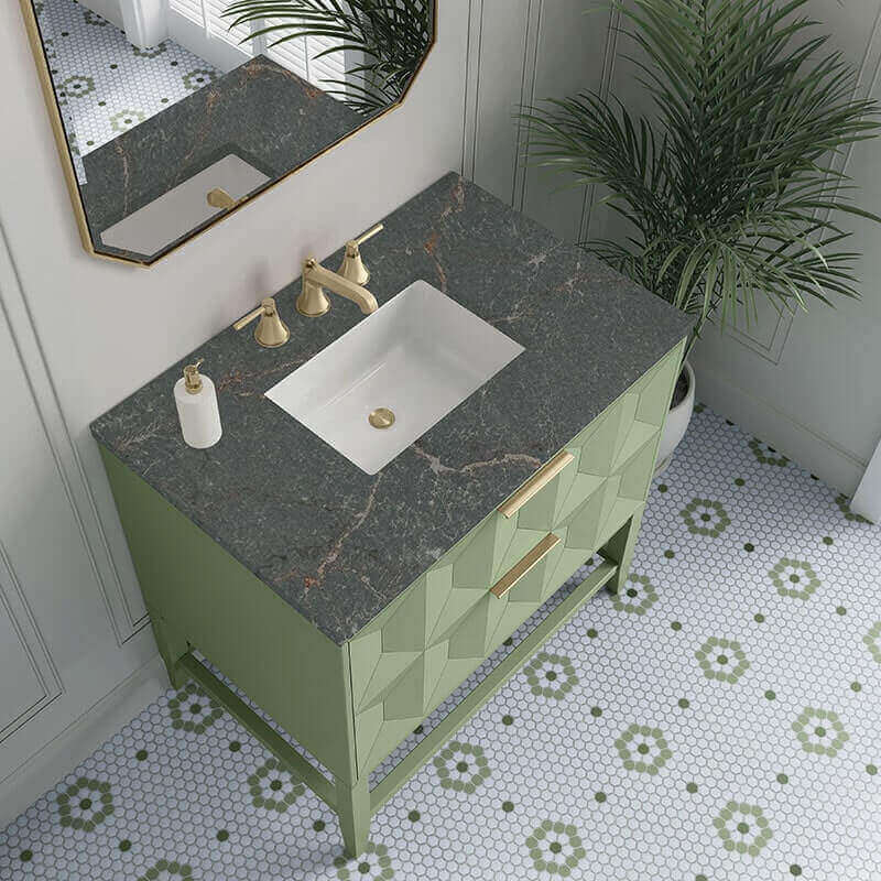 James Martin Emmeline 36 Single Vanity Pistachio Parisien Bleu Top