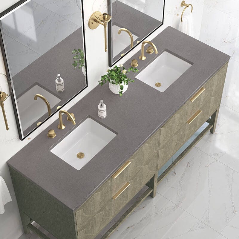 James Martin Emmeline 72 Double Vanity Pebble Oak Grey Expo Top