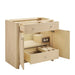 James Martin Gracyn 36 Inch Single Vanity in Coastal Driftwood Corner View Open Drawers
