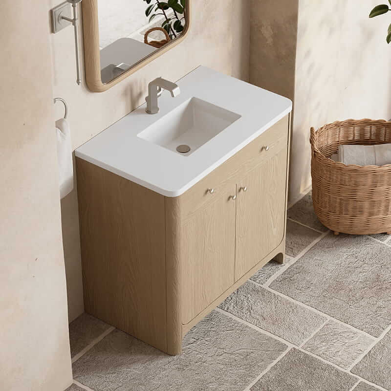 James Martin Gracyn 36 Inch Single Vanity in Coastal Driftwood With White Zeus Quartz Top