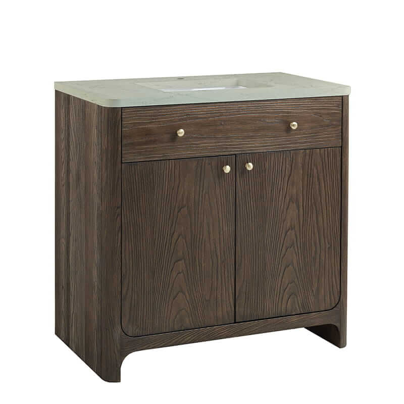 James Martin Gracyn 36" Single Vanity in Sable Corner View With Countertop