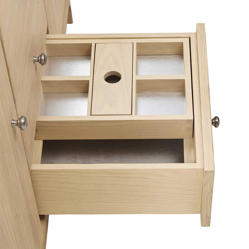 James Martin Gracyn 48 Inch Single Vanity in Coastal Driftwood Side View With Interior Shelving and Two Internal Drawers