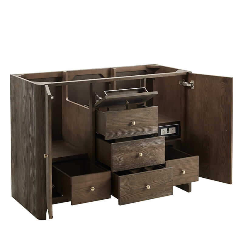 James Martin Gracyn 48 Inch Single Vanity in Sable Corner View Open Drawers