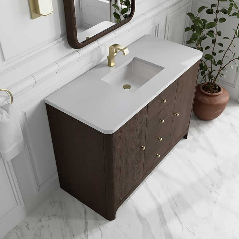 James Martin Gracyn 48 Inch Single Vanity in Sable With White Zeus Quartz Top