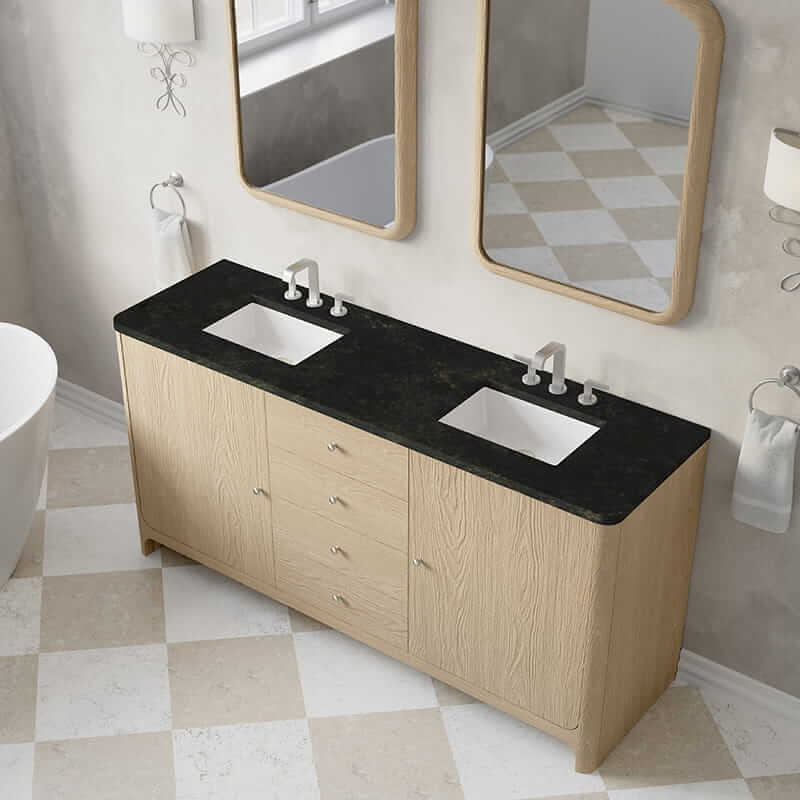James Martin Gracyn 72" Double Vanity in Coastal Driftwood With Phantome Eclos Widespread Top