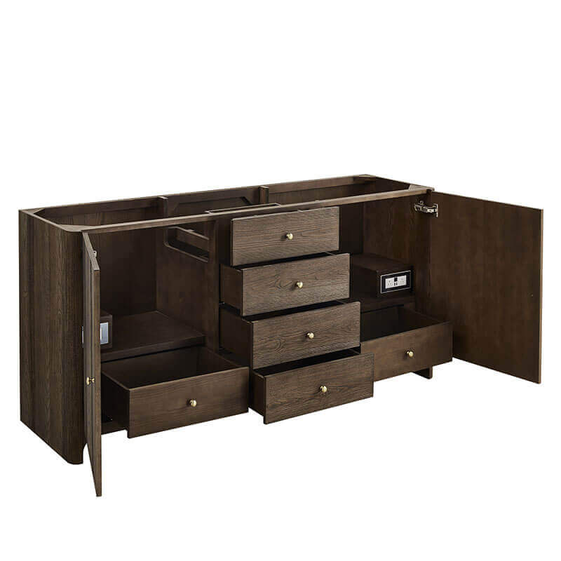 James Martin Gracyn 72 Double Vanity Sable Open Cabinet