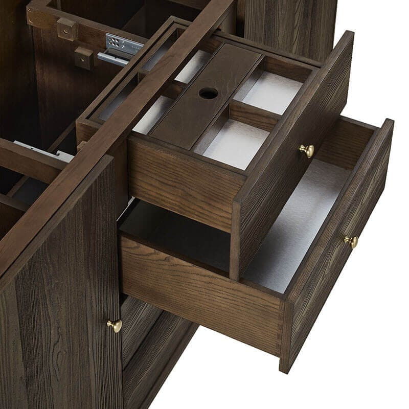 James Martin Gracyn 72 Inch Double Vanity Sable Full Extension Drawers