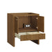 James Martin Hudson 30 Inch Single Vanity in Honey Oak Corner View Open Drawers