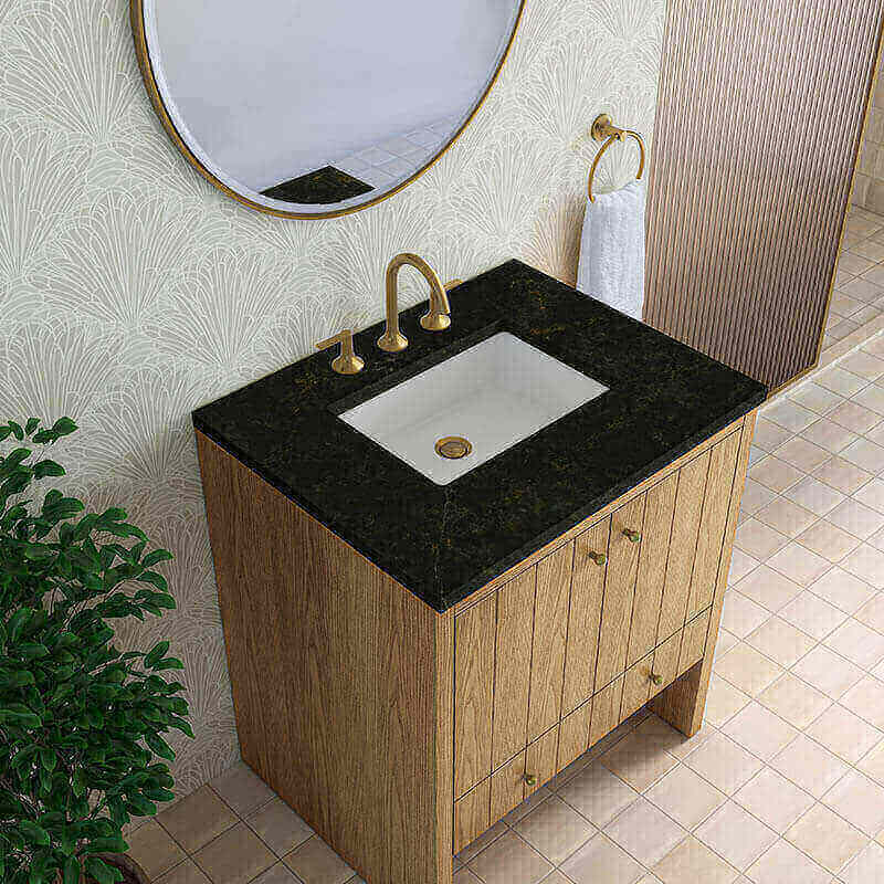 James Martin Hudson 30 Inch Single Vanity Natural Oak in Phantome Eclos Top