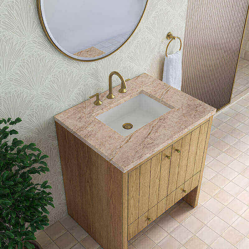 James Martin Hudson 30 Single Vanity Natural Oak in Tajnar Eclos Top