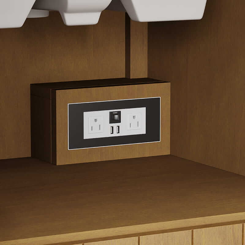James Martin Hudson 36 Inch Single Vanity in Honey Oak With Integrated USB/120V Outlet Corner View