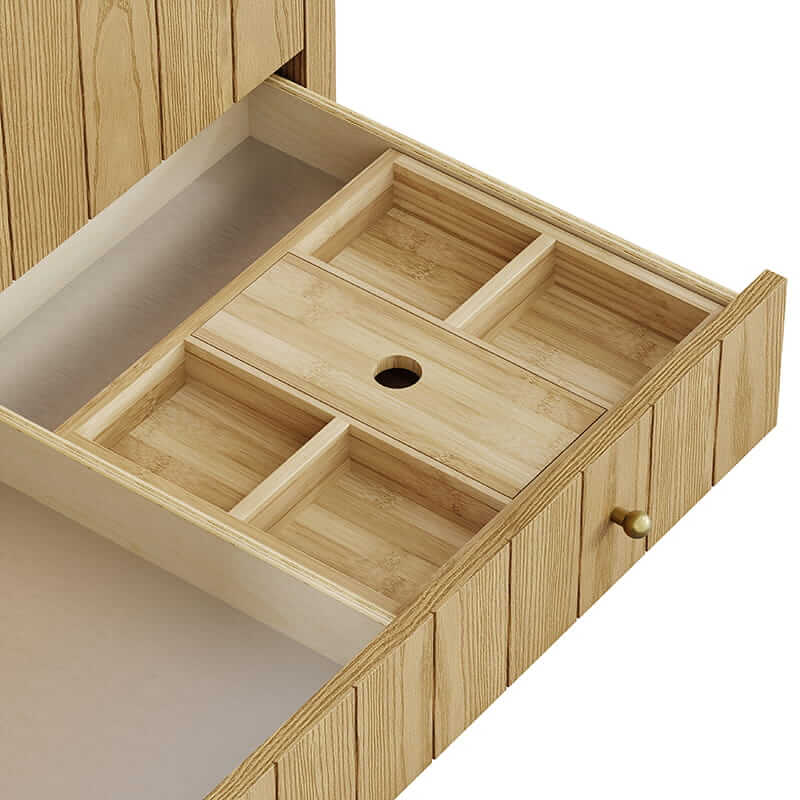 James Martin Hudson 36 Inch Single Vanity in Light Natural Oak With One Removable Bamboo Drawer Organizer Tray