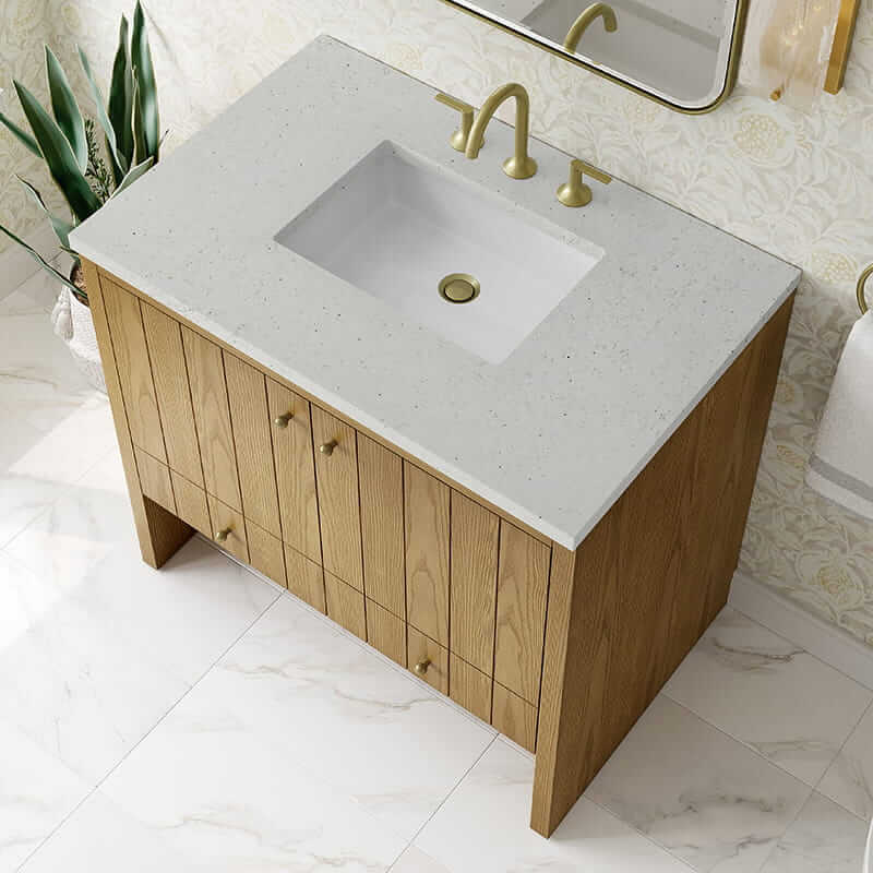 James Martin Hudson 36" Single Vanity in Light Natural Oak With Lime Delight Top