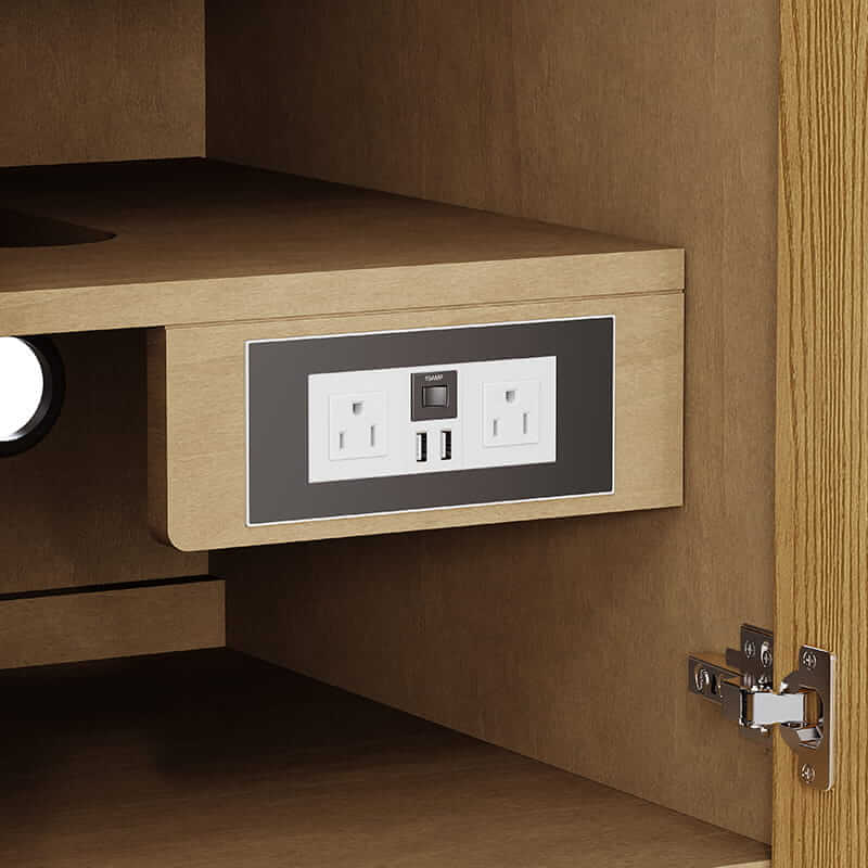 James Martin Hudson 48 Inch Single Vanity in Light Natural Oak With Dual Power and Usb Ports Corner View