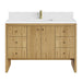 James Martin Hudson 48" Single Vanity in Light Natural Oak With Single Hole Faucet White Zeus Silestone Top Backsplash