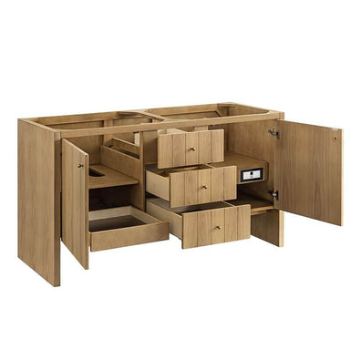 James Martin Hudson 60" Double Vanity Corner View Open Drawers