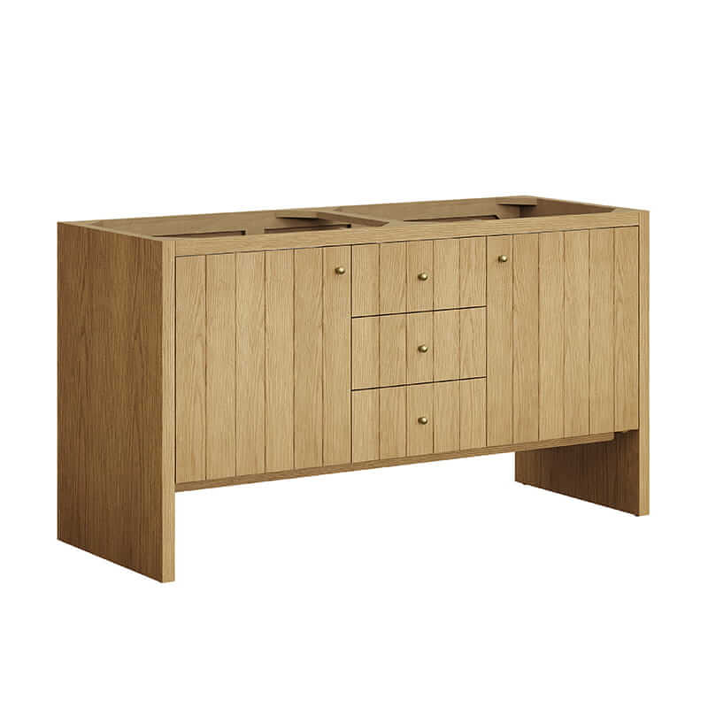 James Martin Hudson 60" Double Vanity in Light Natural Oak Cabinet Only
