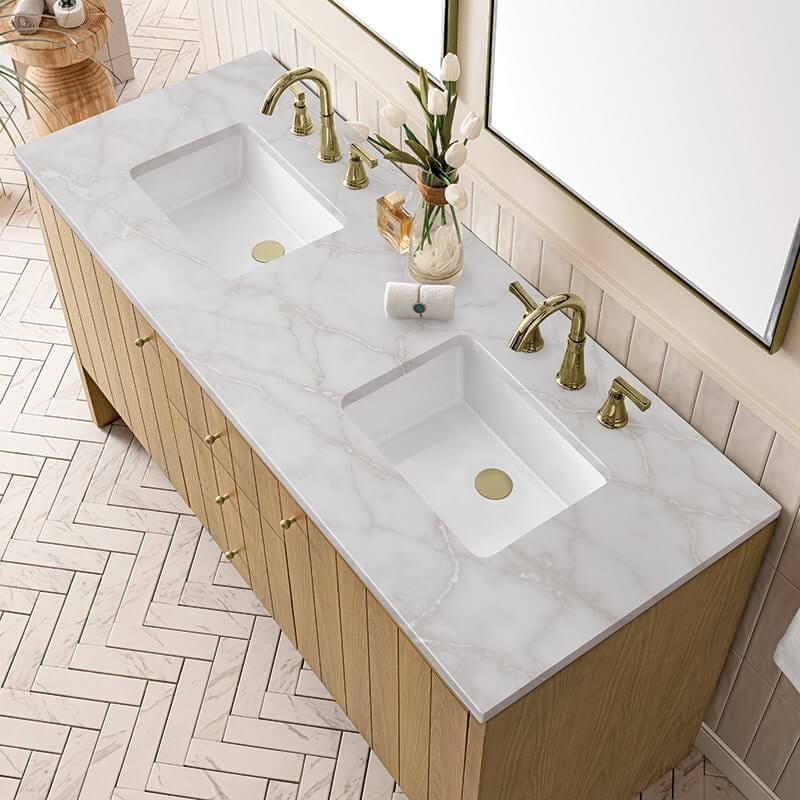 James Martin Hudson 60" Double Vanity With Victorian Silver Top