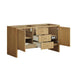 James Martin Hudson 60 Inch Double Vanity in Light Natural Oak Corner View Open Drawers