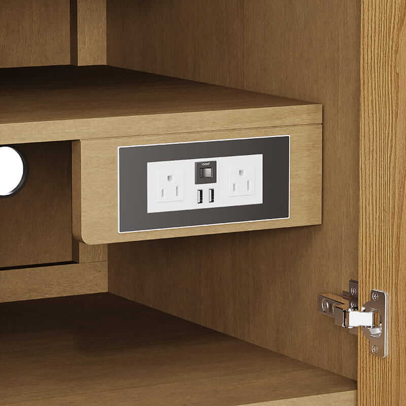 James Martin Hudson 60 Inch Double Vanity in Light Natural Oak With Dual Power and Usb Ports Corner View