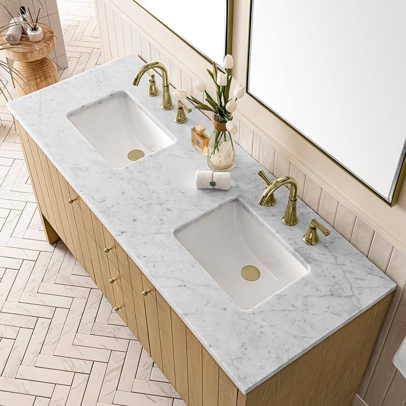 James Martin Hudson 60 Inch Double Vanity With Carrara Marble Top