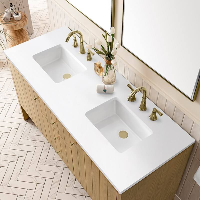 James Martin Hudson 60 Inch Double Vanity With White Zeus Top