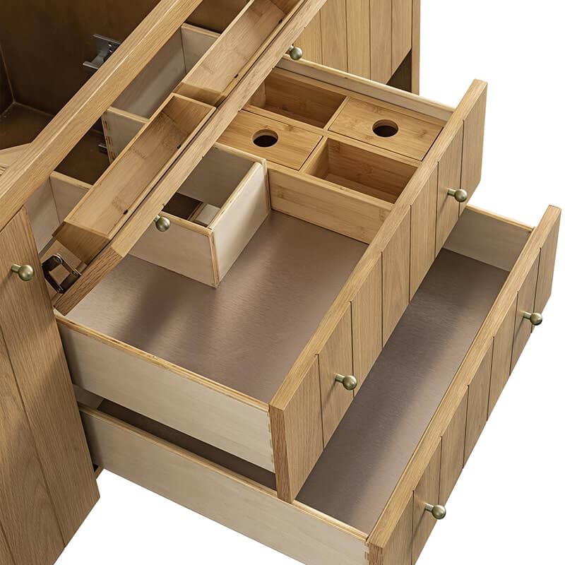 James Martin Hudson 60" Single Vanity in Light Natural Oak Drawers