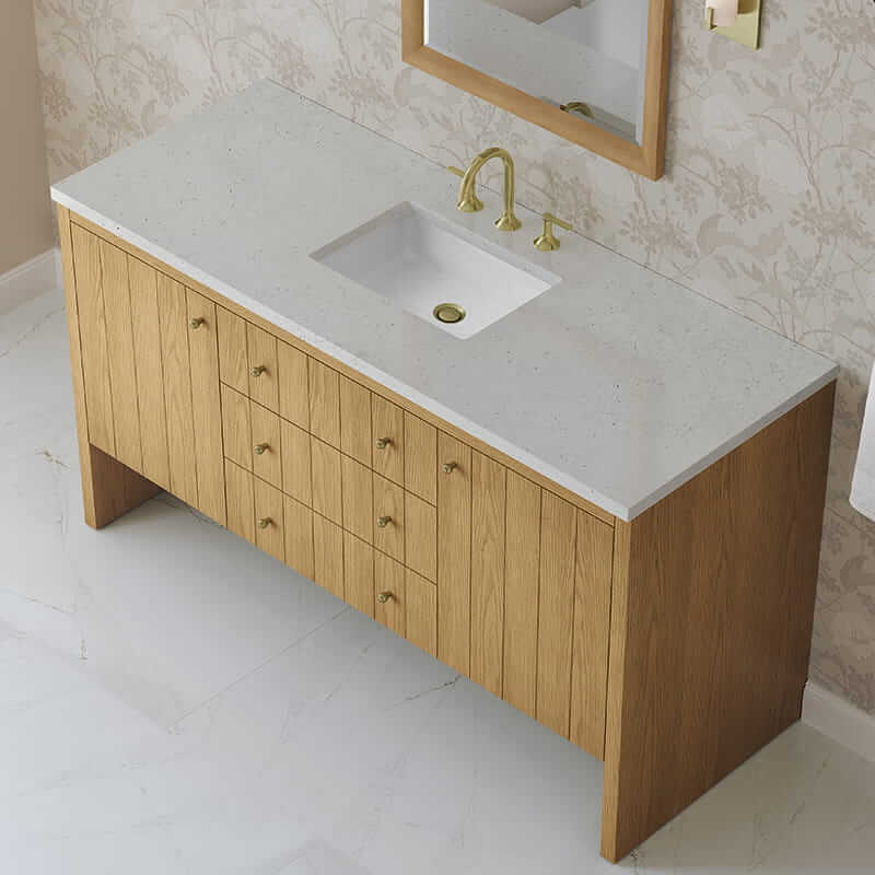 James Martin Hudson 60" Single Vanity in Light Natural Oak With Lime Delight Top