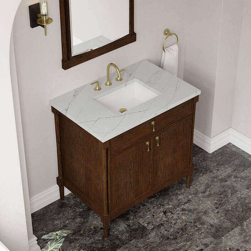 James Martin Kinnsden 36 Inch Single Vanity Sable Oak in Ethereal Noctis Top