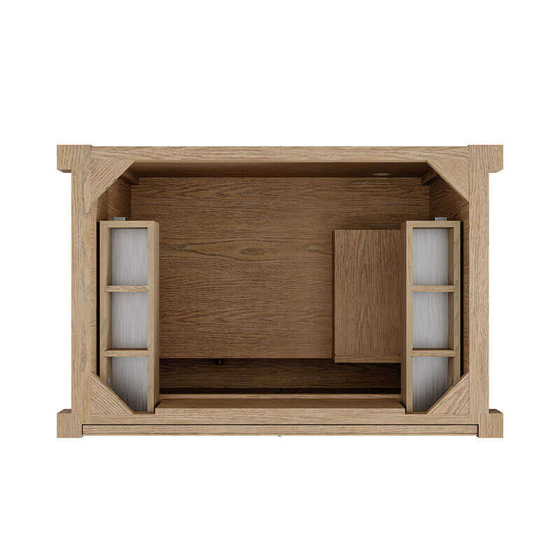 James Martin Kinnsden 36 Inch Single Vanity Weathered Oak Cabinet Only Top View